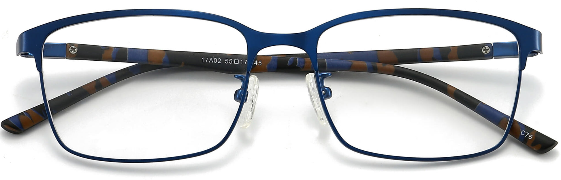 Hereford rectangle blue Eyeglasses from ANRRI, closed view
