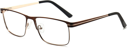 Hezekiah Rectangle Brown Eyeglasses from ANRRI, angle view