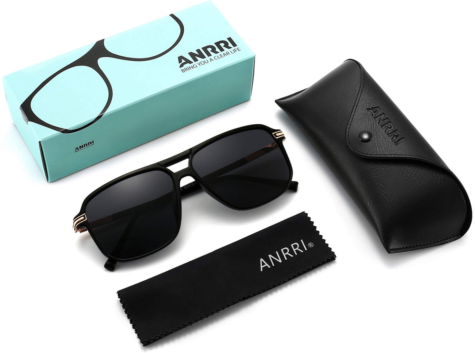 Hudson Black Plastic Sunglasses with Accessories from ANRRI