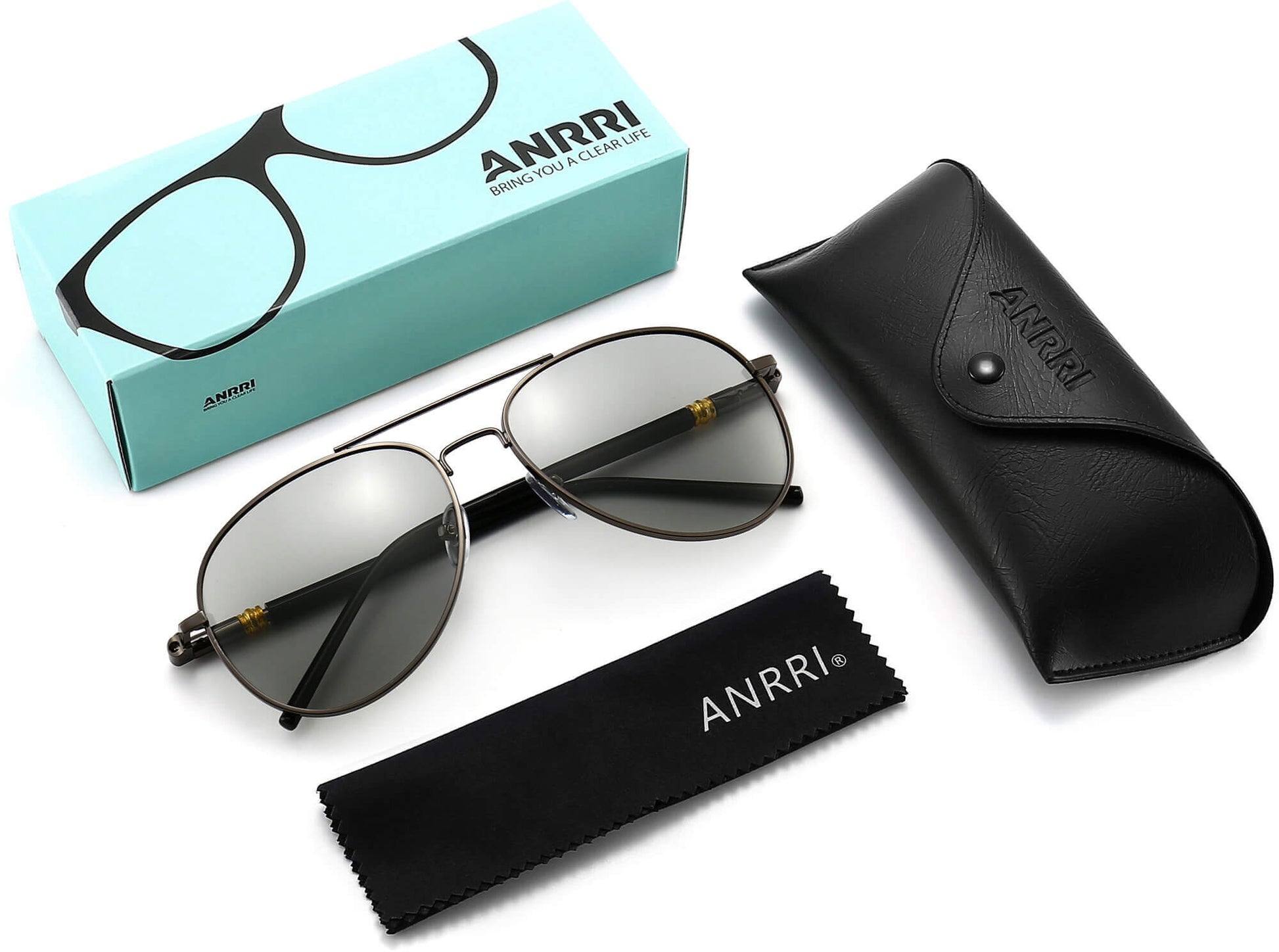 Hunter Black Stainless steel Sunglasses with Accessories from ANRRI