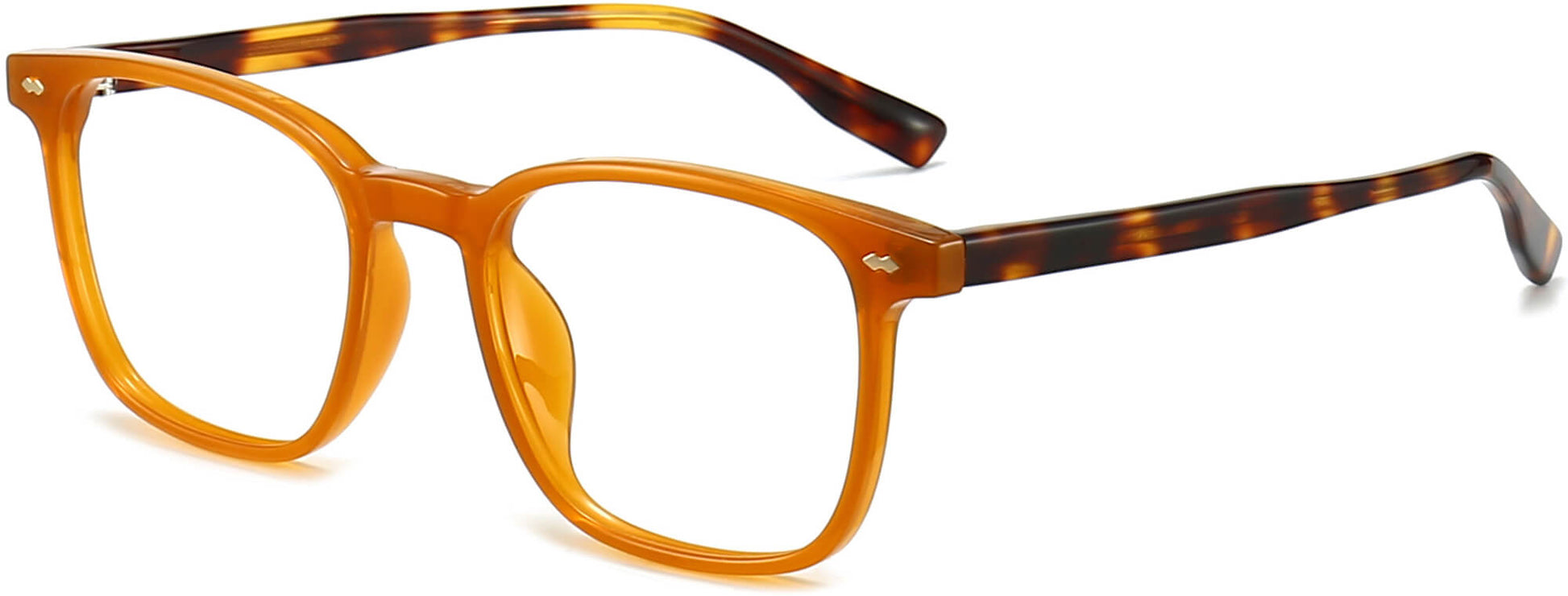 Huxley Square Orange Eyeglasses from ANRRI, angle view