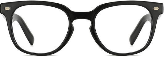 Iker Square Black Eyeglasses from ANRRI, front view
