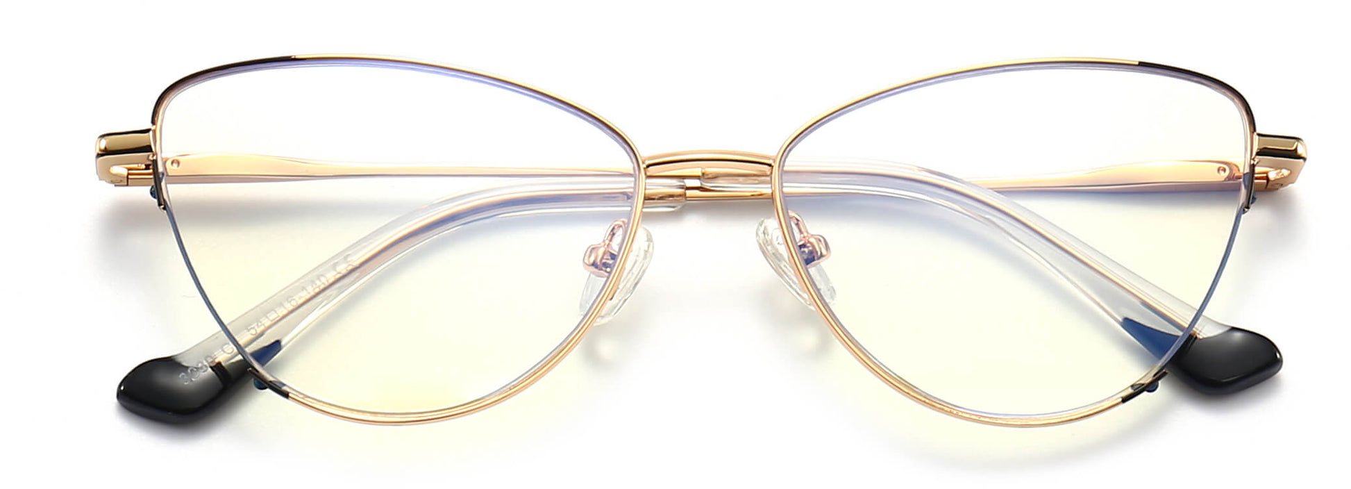 Indie Cateye Gold Eyeglasses from ANRRI, closed view