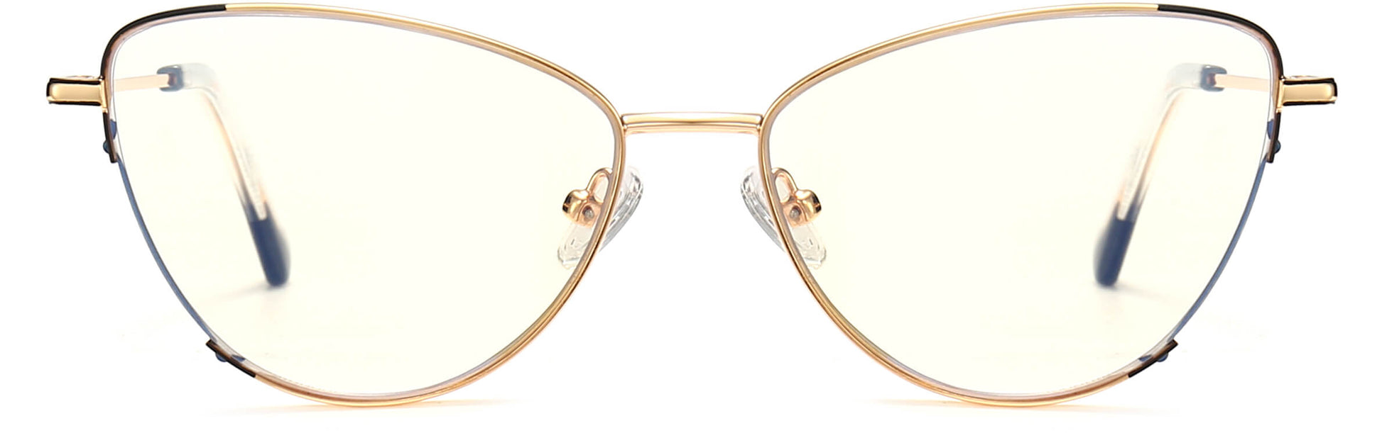 Indie Cateye Gold Eyeglasses from ANRRI, front view
