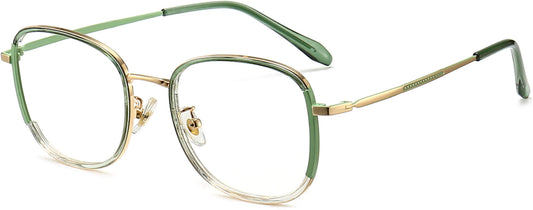 Irene Round Green Eyeglasses from ANRRI, angle view
