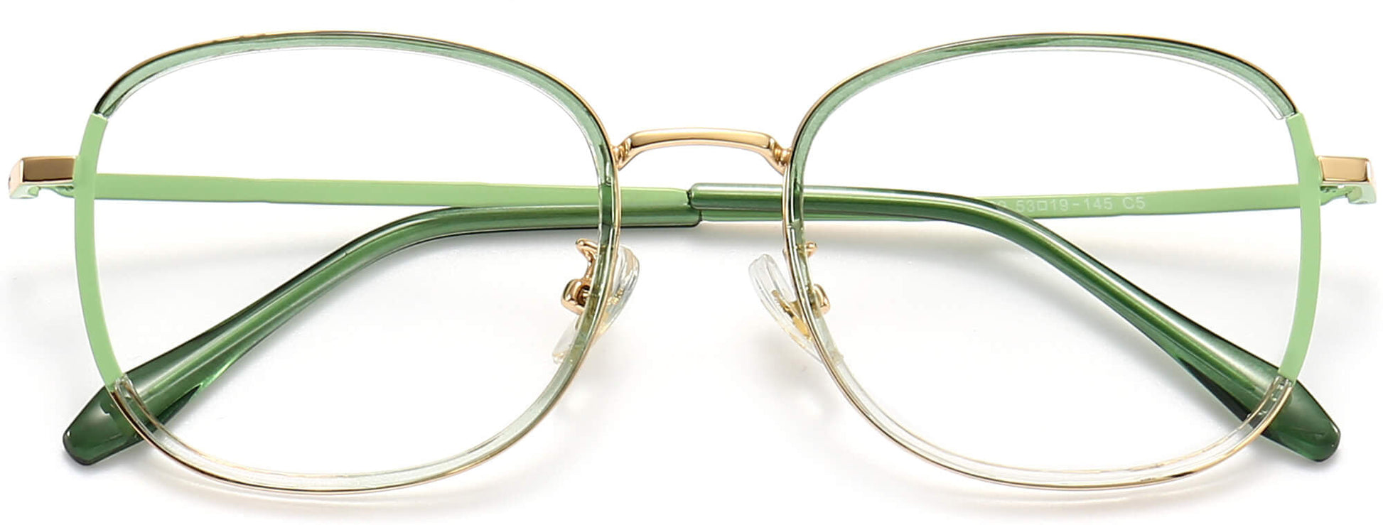 Irene Round Green Eyeglasses from ANRRI, closed view