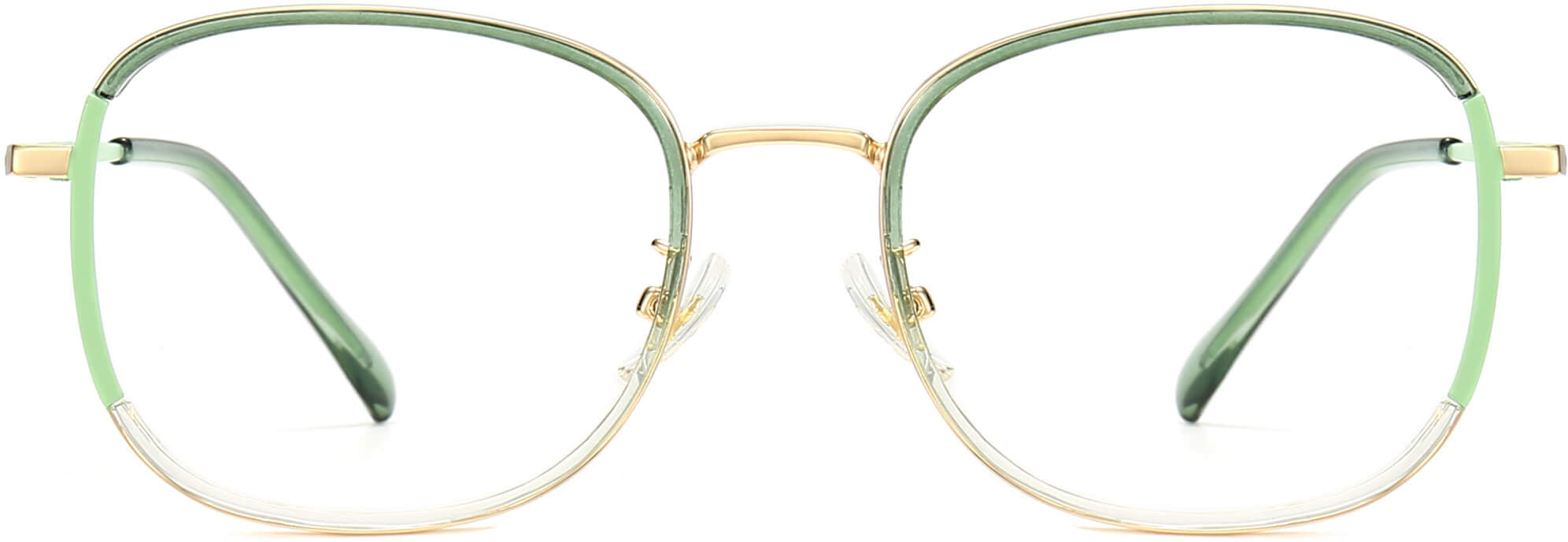 Irene Round Green Eyeglasses from ANRRI, front view