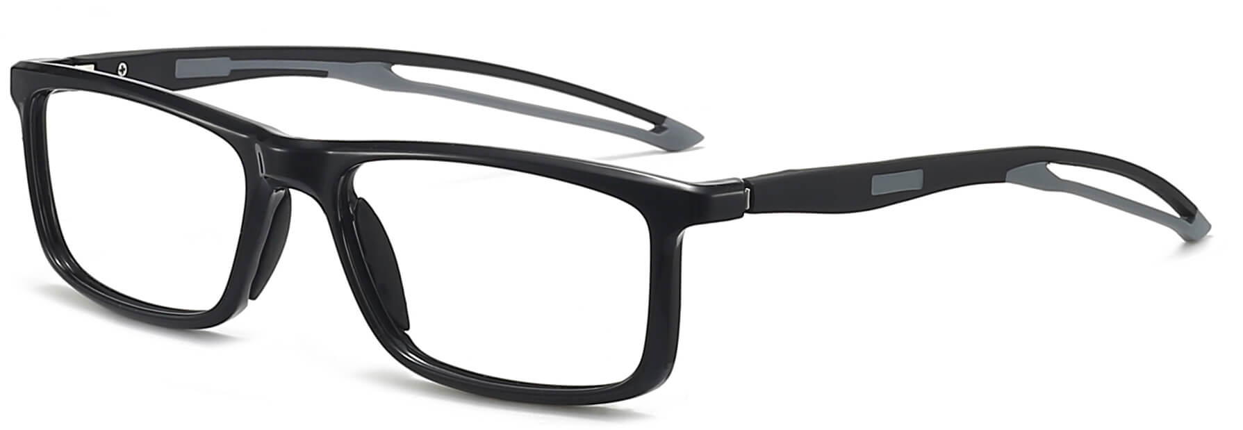 Jagger Rectangle Black Eyeglasses from ANRRI, angle view