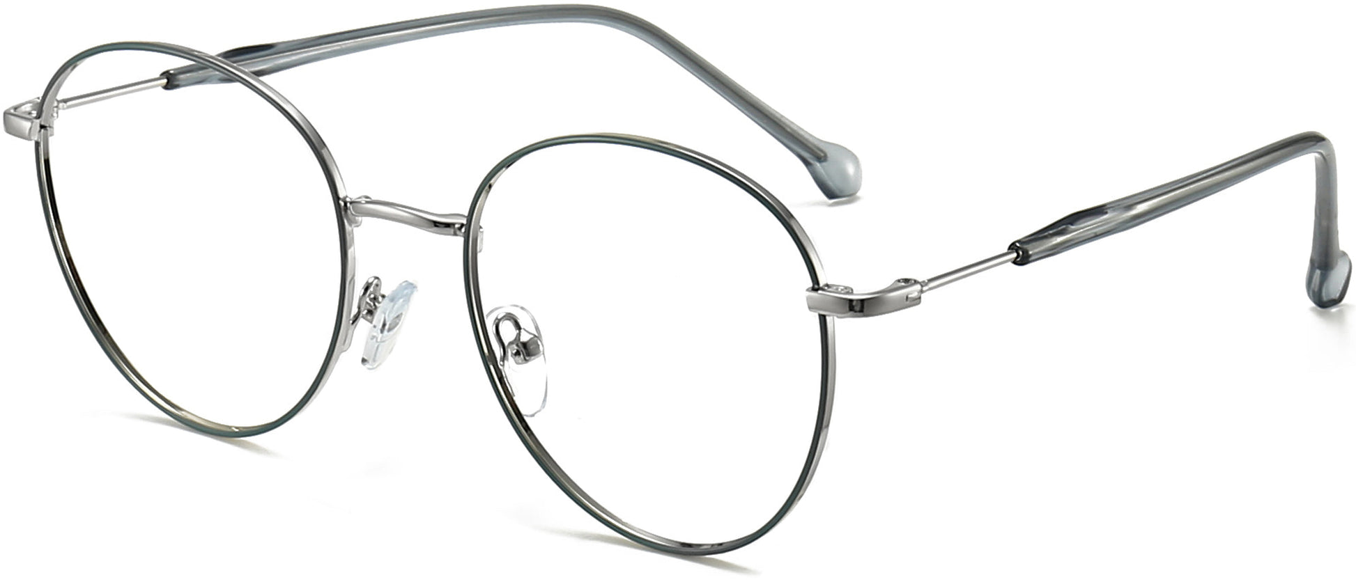 Jamari Round Silver Eyeglasses from ANRRI, angle view