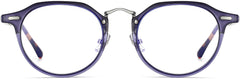 Jaq Round Blue Eyeglasses from ANRRI, front view