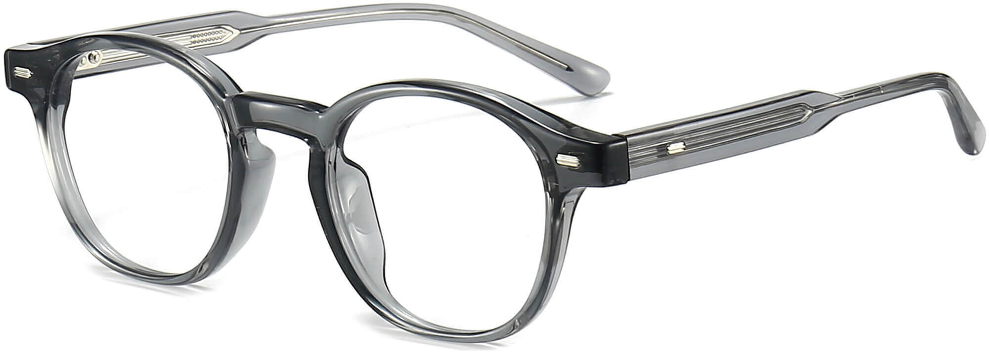 Jonas Round Gray Eyeglasses from ANRRI, angle view