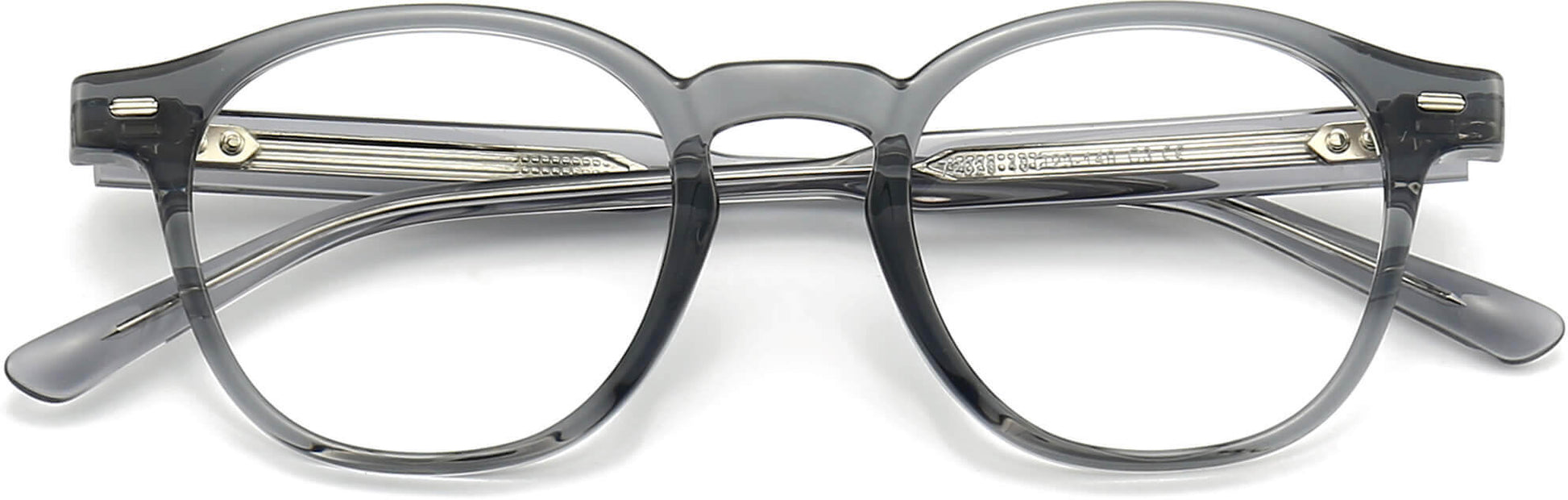 Jonas Round Gray Eyeglasses from ANRRI, closed view