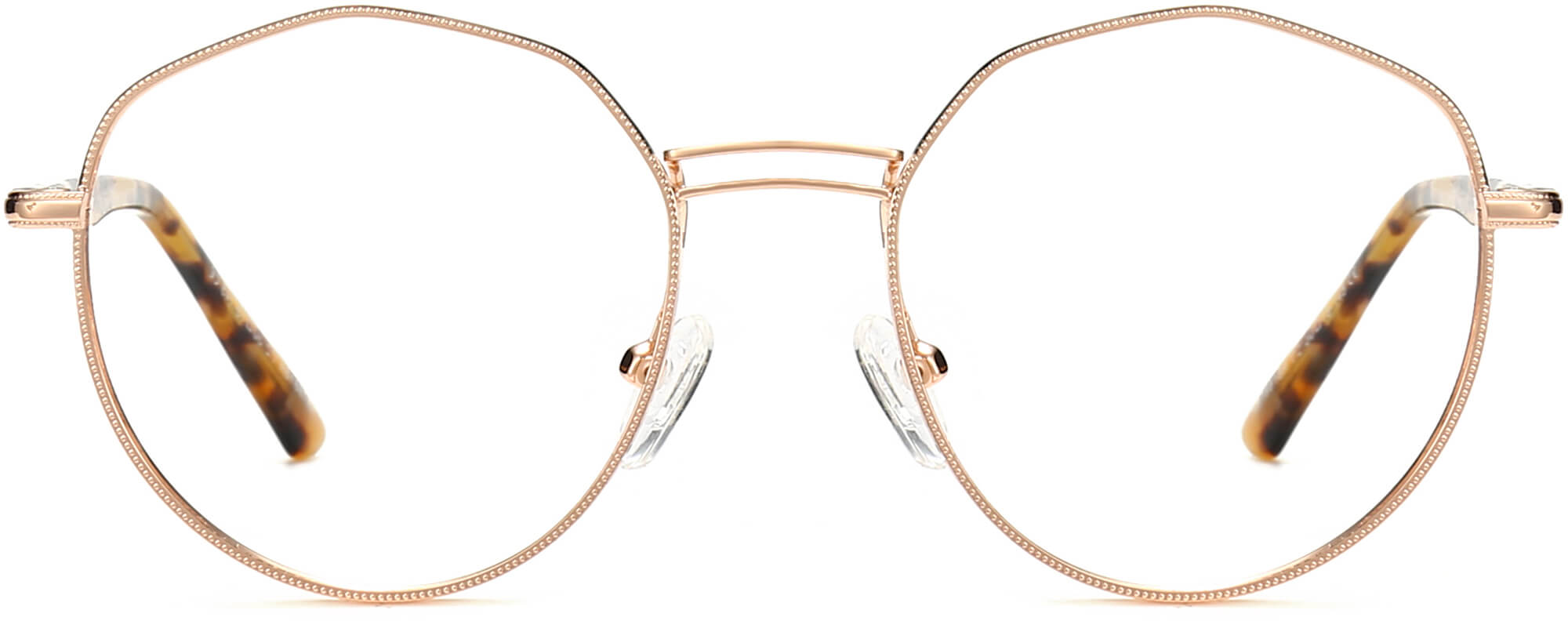 Justice Geometric Rose Gold Eyeglasses from ANRRI, front view