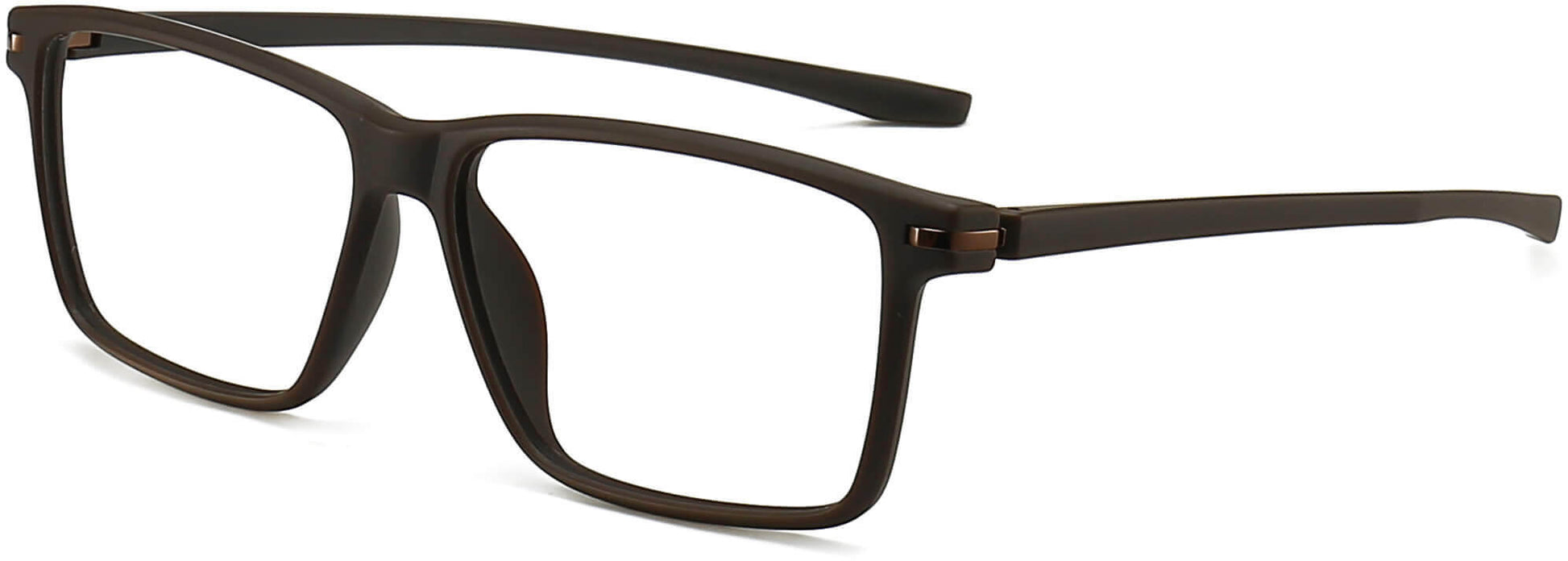 Kaiden Rectangle Brown Eyeglasses from ANRRI, angle view