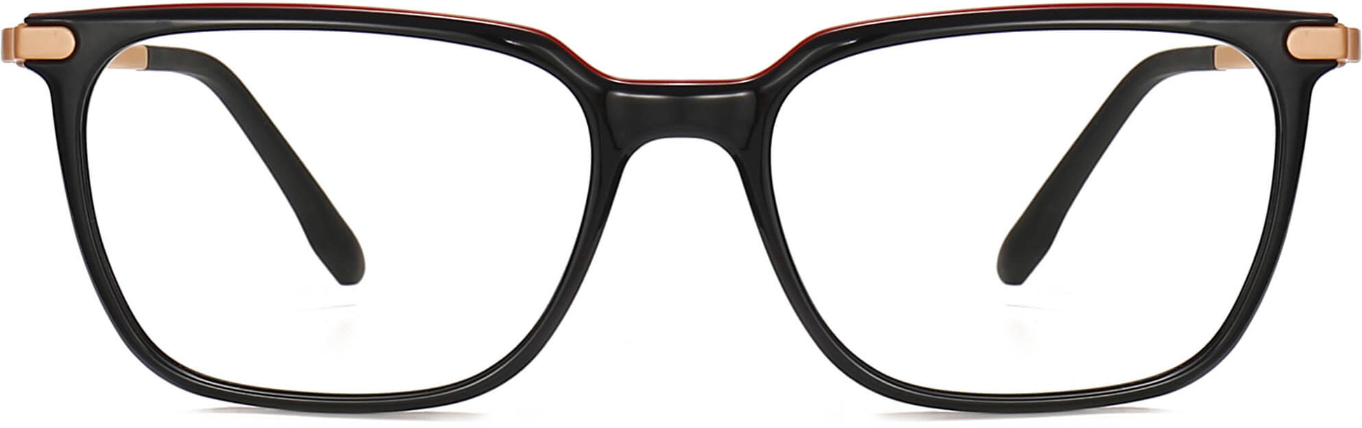 Kamden Square Black Eyeglasses from ANRRI, front view
