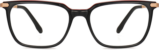 Kamden Square Black Eyeglasses from ANRRI, front view