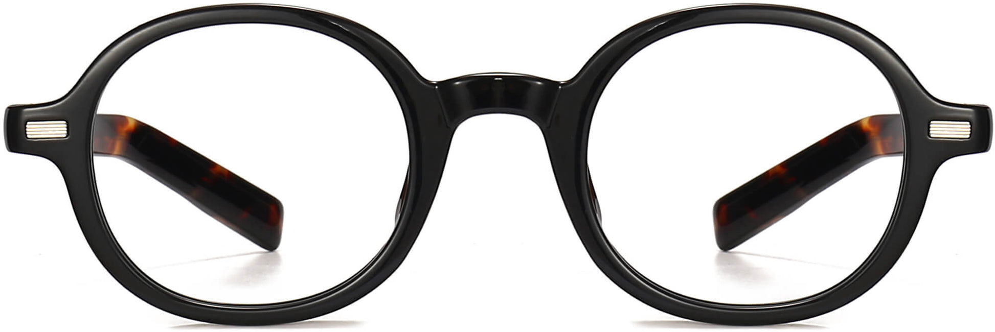 Kashton Round Black Eyeglasses from ANRRI, front view