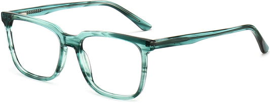 Kassidy Square Green Eyeglasses from ANRRI, angle view