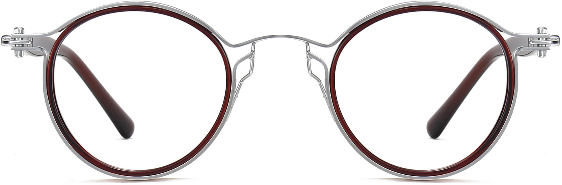 Keaton Round Silver Eyeglasses from ANRRI, front view