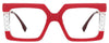 Keilani Square Red Eyeglasses from ANRRI, front view