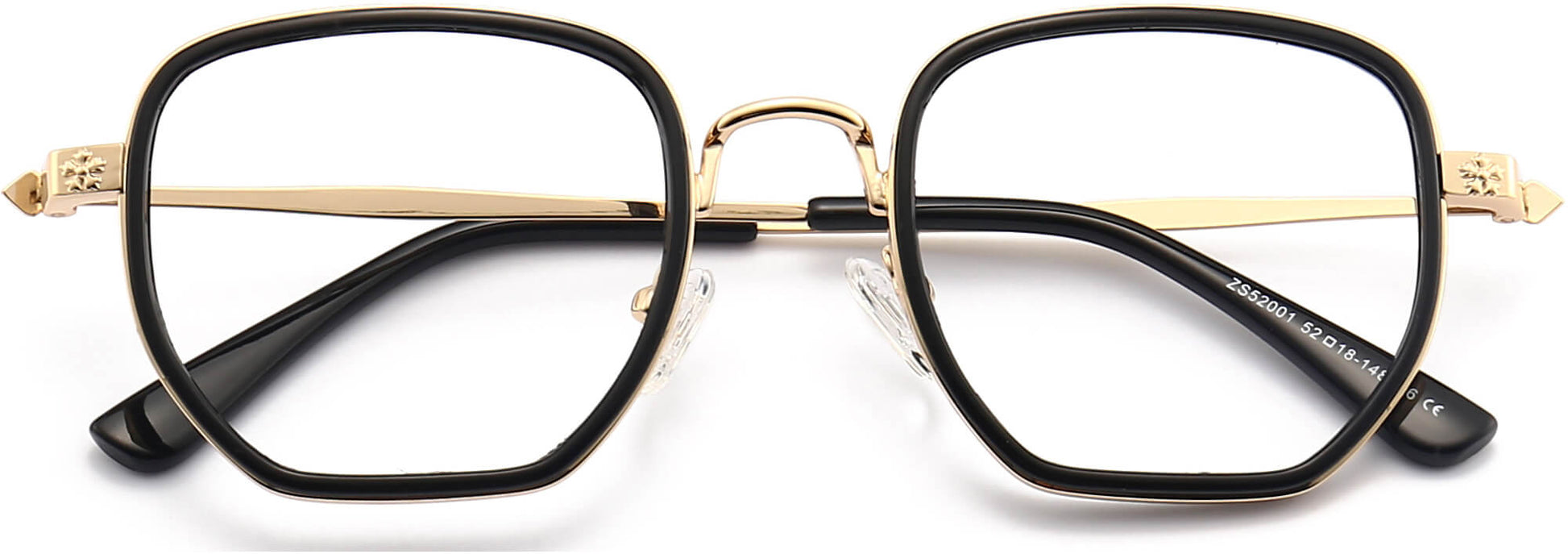 Keira Geometric Black Eyeglasses from ANRRI, closed view