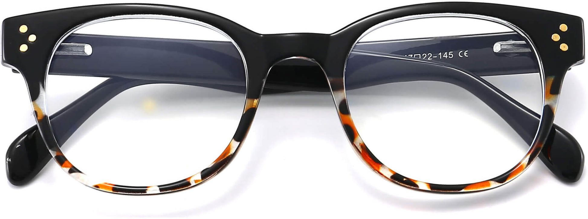 Kelly Round Tortoise Eyeglasses from ANRRI, closed view