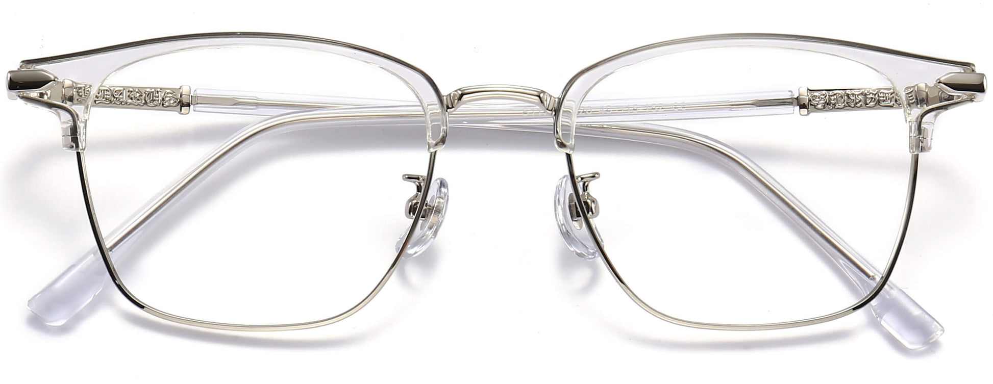 Khari Browline Clear Eyeglasses from ANRRI, closed view