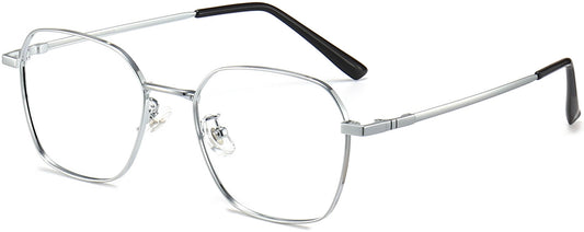 Kian Geometric Silver Eyeglasses from ANRRI, angle view