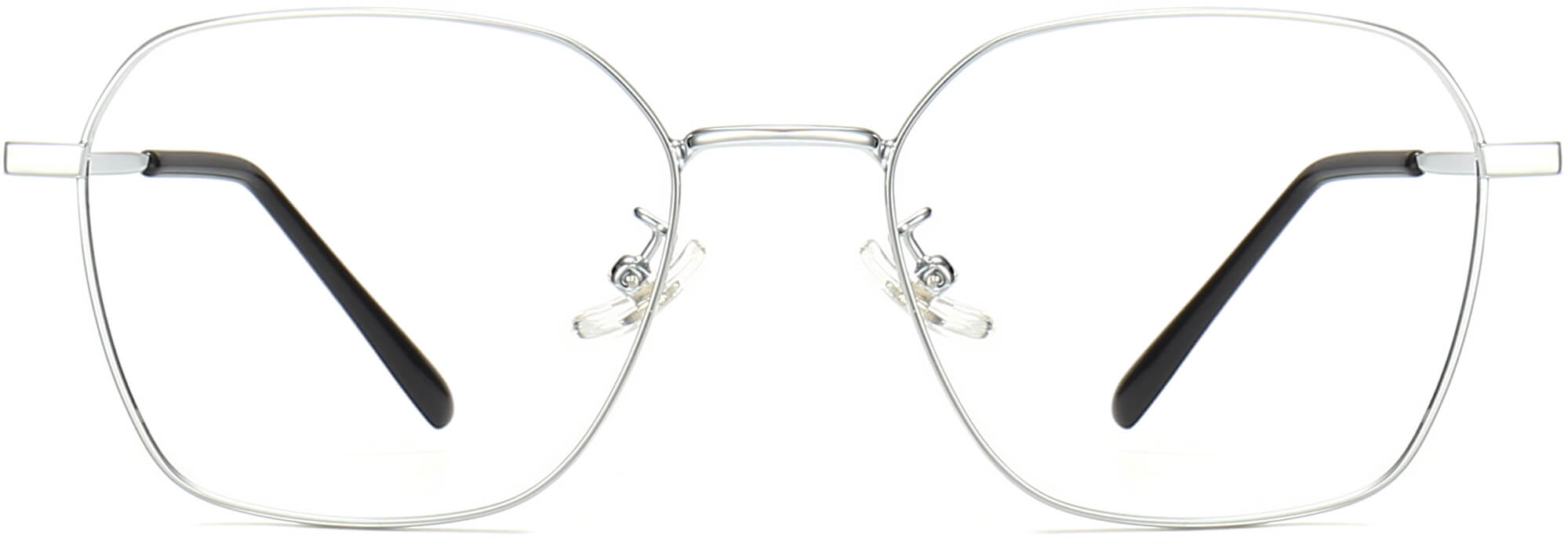 Kian Geometric Silver Eyeglasses from ANRRI, front view