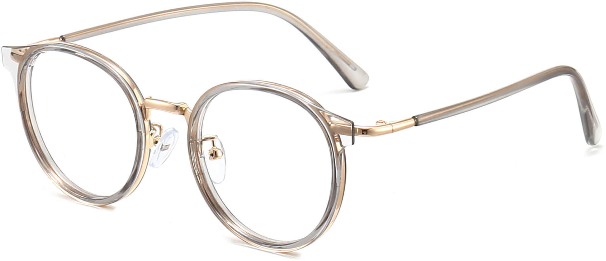 Kimberly Round Gray Eyeglasses from ANRRI, angle view