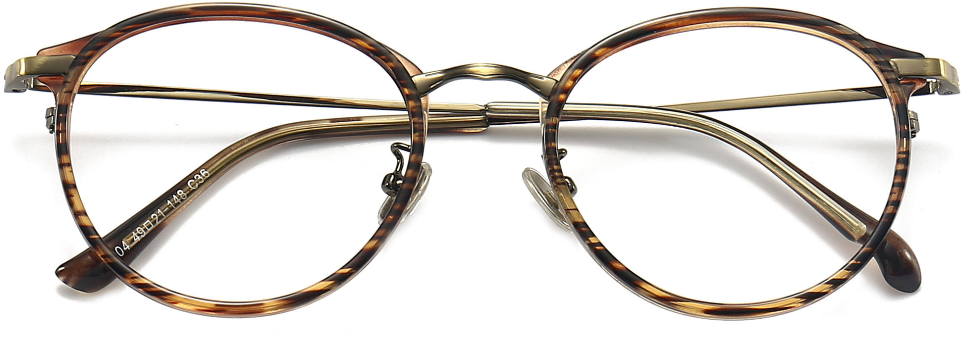 Koa Round Tortoise Eyeglasses from ANRRI, closed view