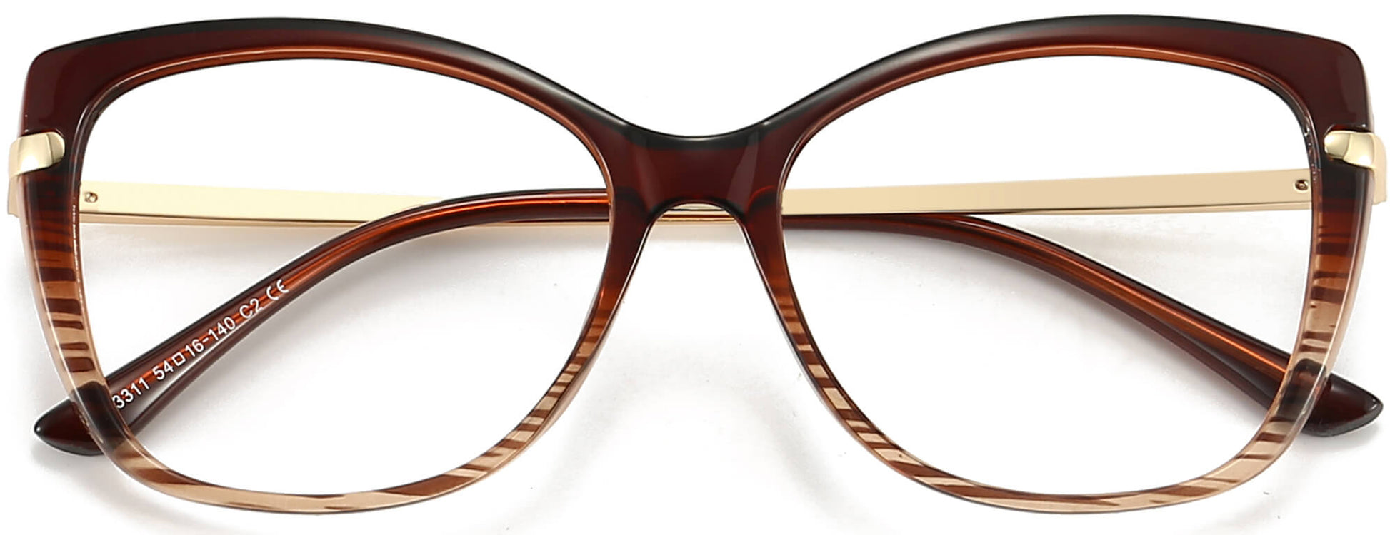 Kora Cateye Brown Eyeglasses from ANRRI, closed view