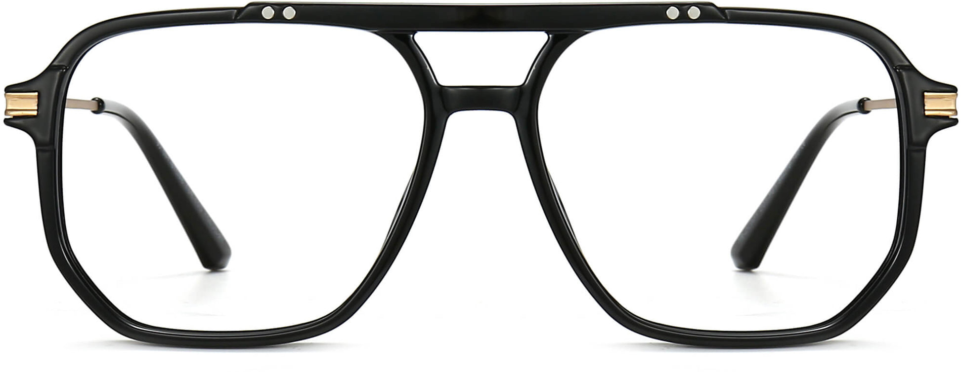 Leandro Geometric Black Eyeglasses from ANRRI, front view