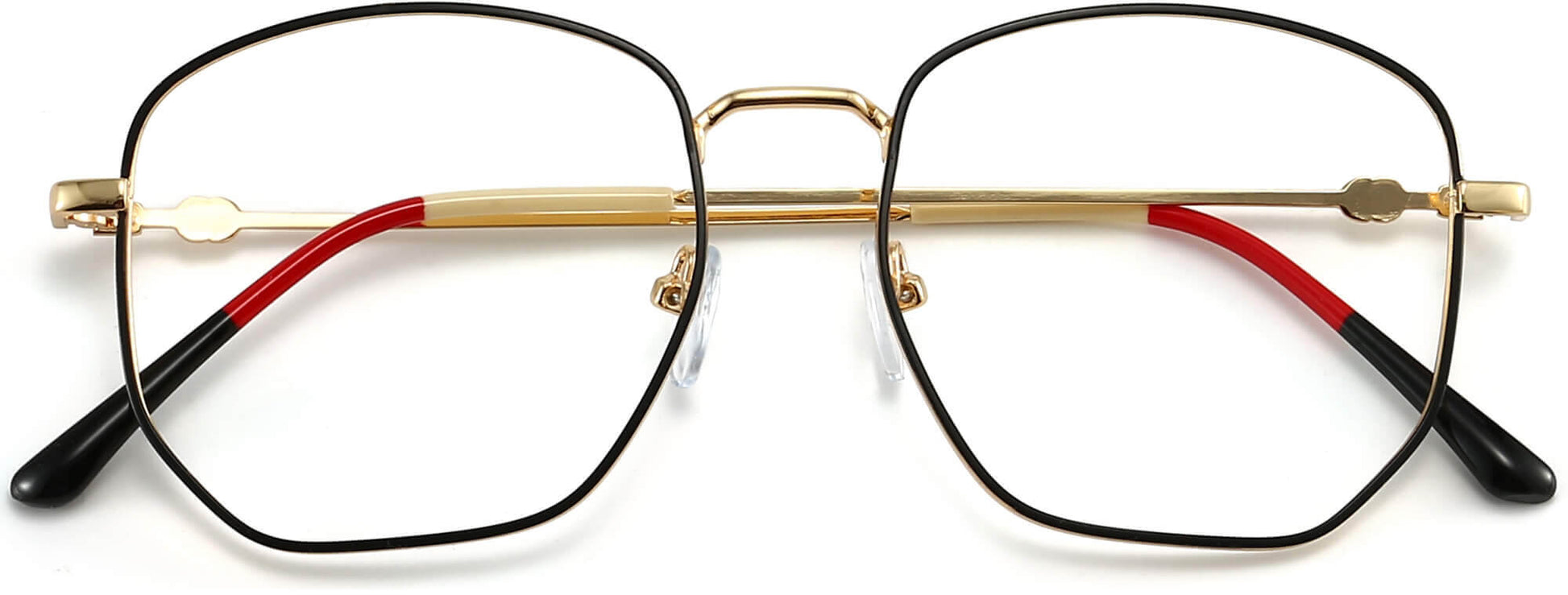Leighton Geometric Black Eyeglasses from ANRRI, closed view