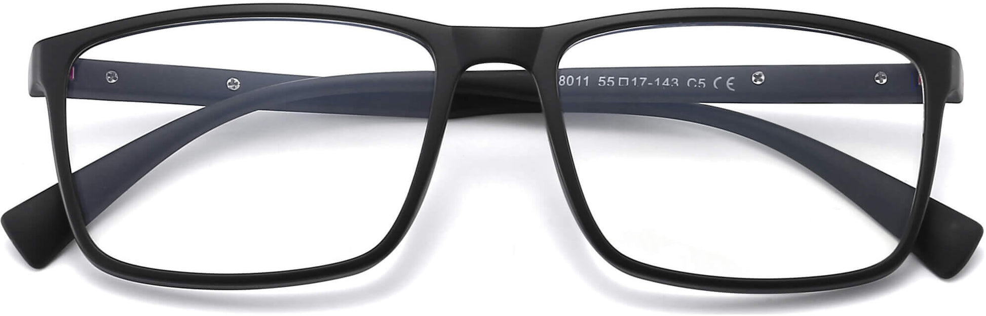Leo Rectangle Black Eyeglasses from ANRRI, closed view