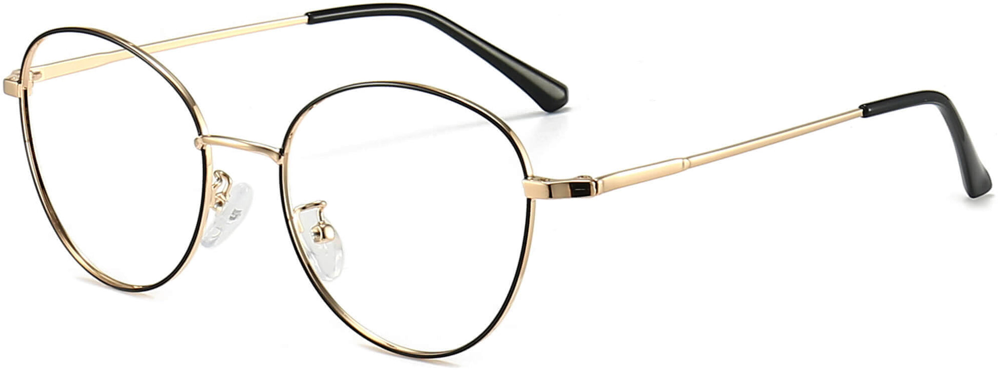 Lorelai Round Black Eyeglasses from ANRRI, angle view