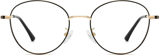 Lorelai Round Black Eyeglasses from ANRRI, front view