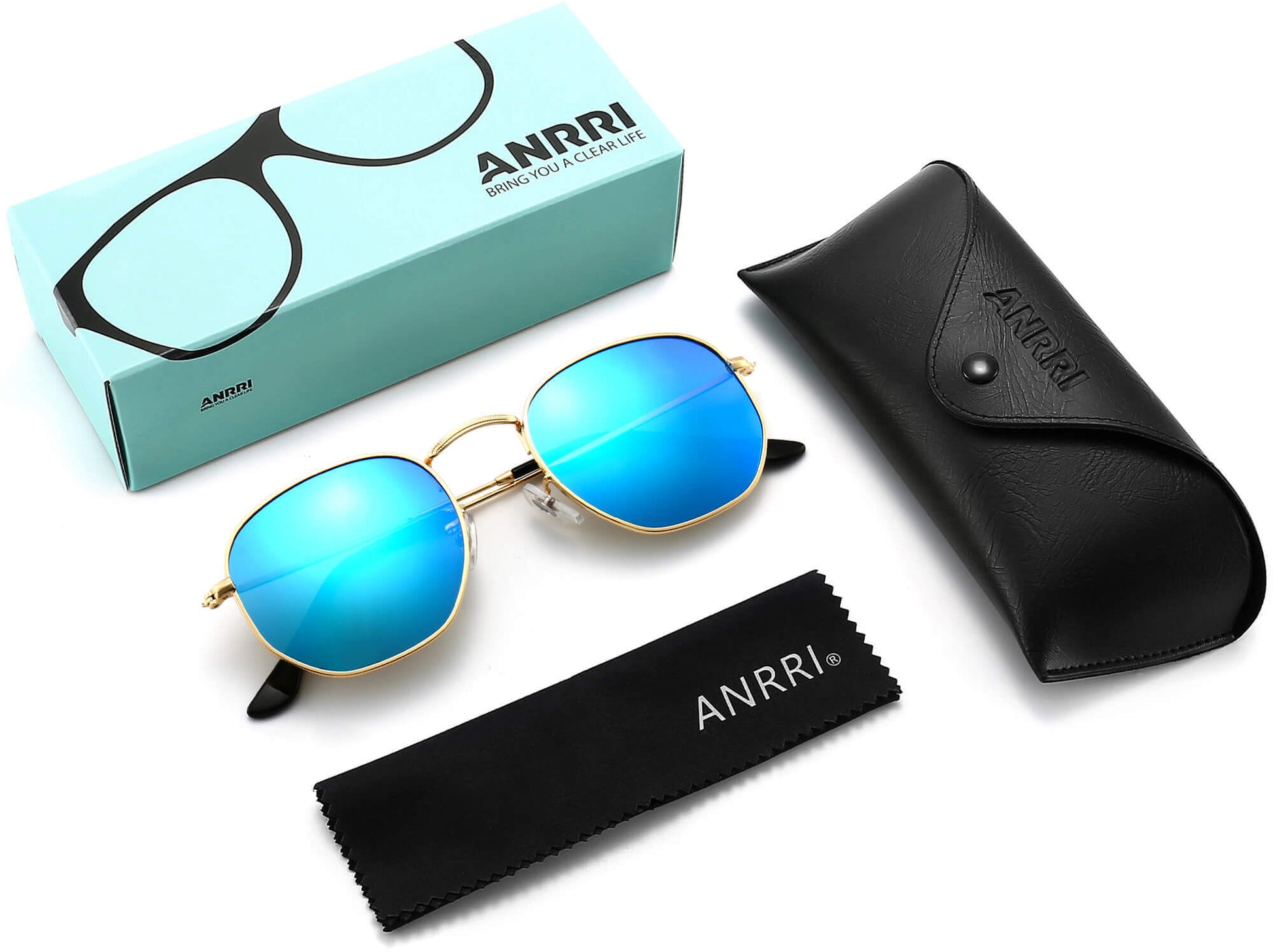 Lorenzo Gold Stainless steel Sunglasses with Accessories from ANRRI