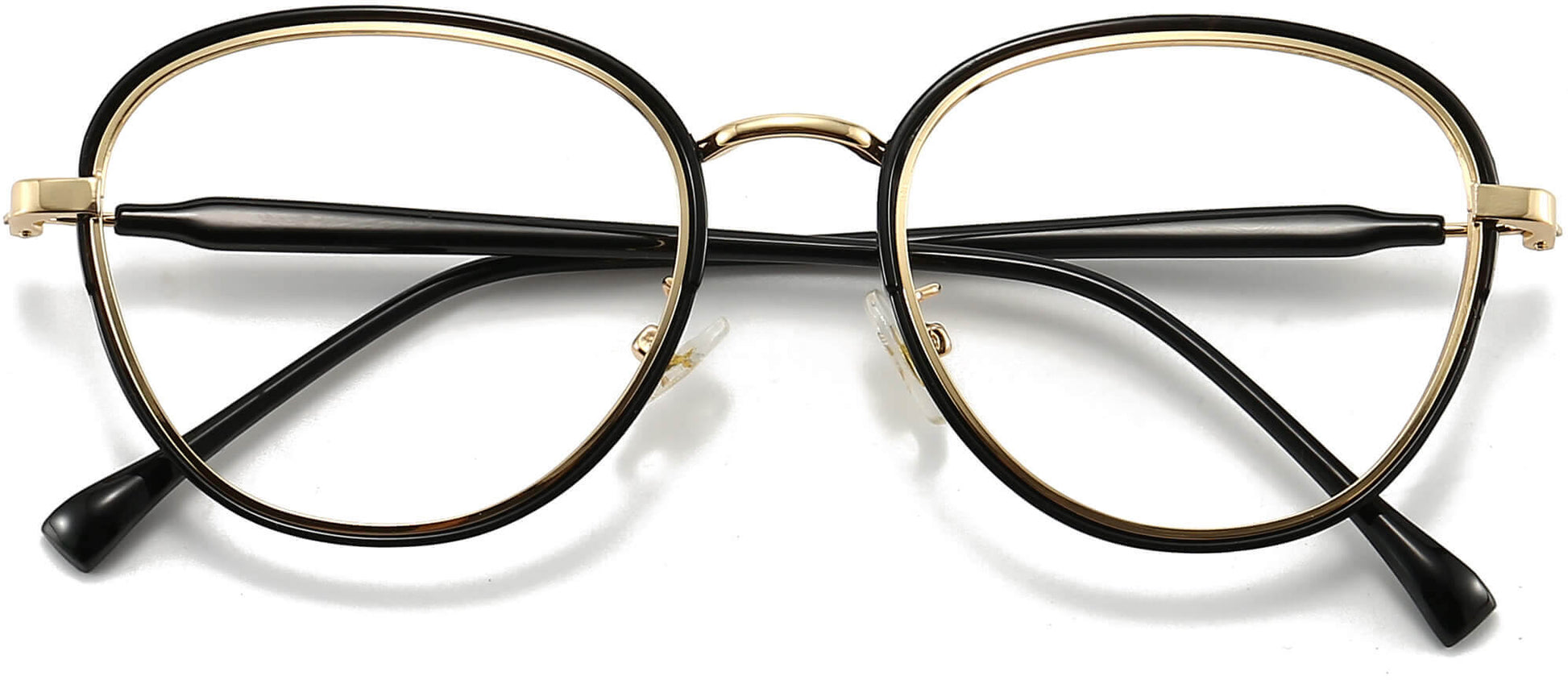 Luciana Cateye Black Eyeglasses from ANRRI, closed view