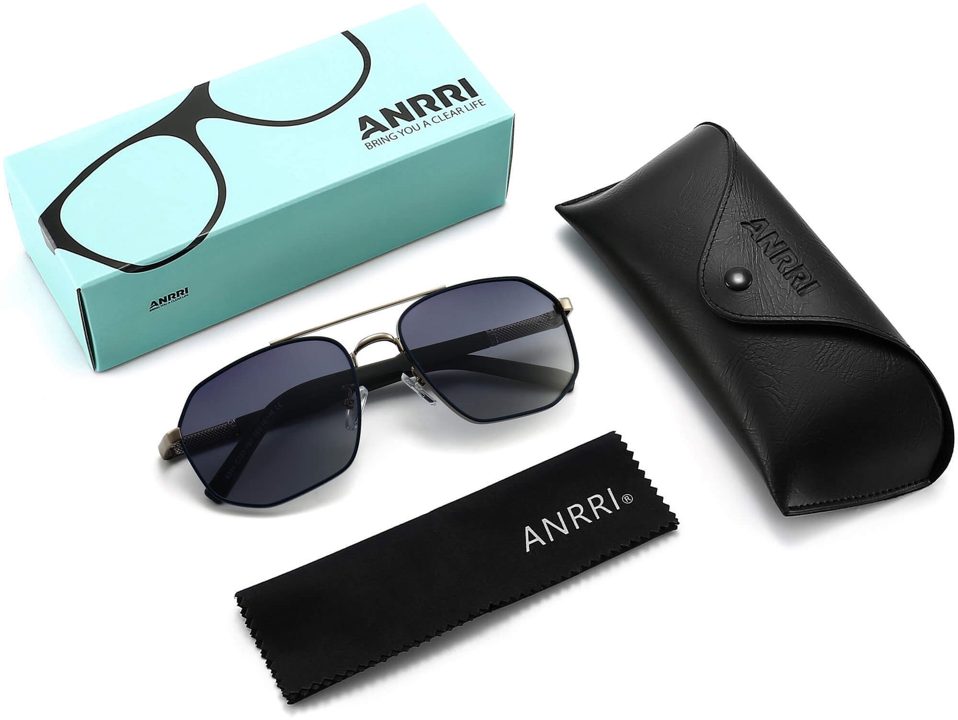 Luis Silver Stainless steel Sunglasses with Accessories from ANRRI