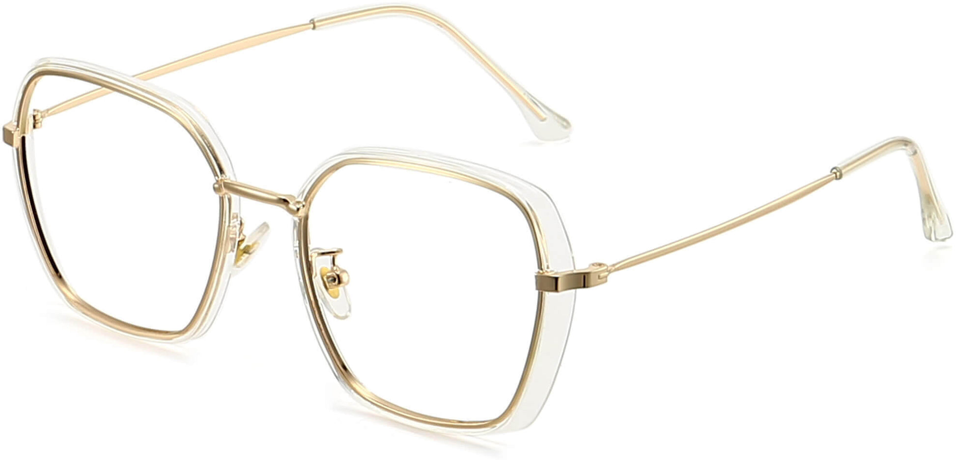 Madeleine Geometric Gold Eyeglasses from ANRRI, angle view