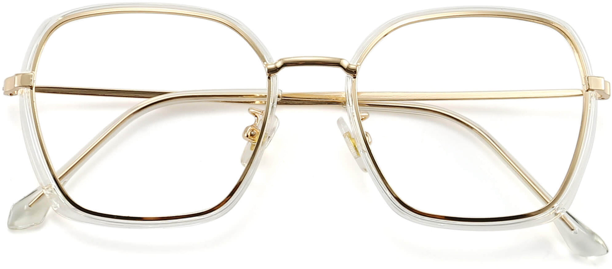 Madeleine Geometric Gold Eyeglasses from ANRRI, closed view