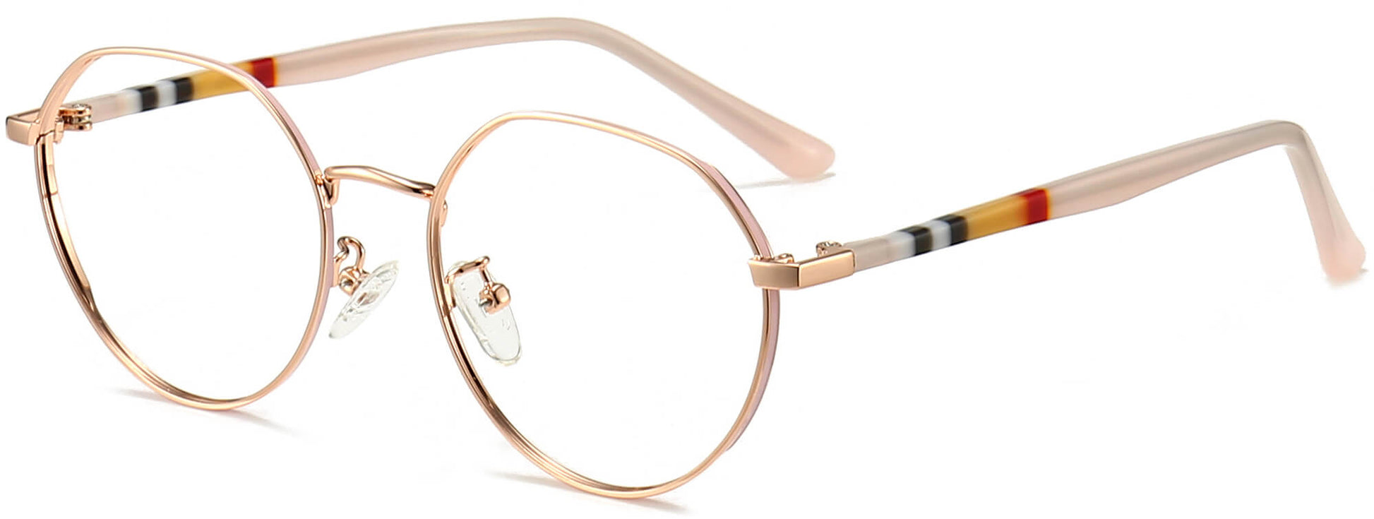 Mae Round Gold Eyeglasses from ANRRI, angle view
