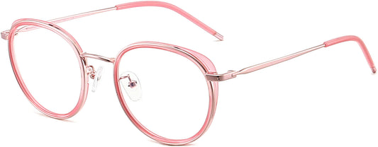 Maggie Round Pink Eyeglasses from ANRRI, angle view