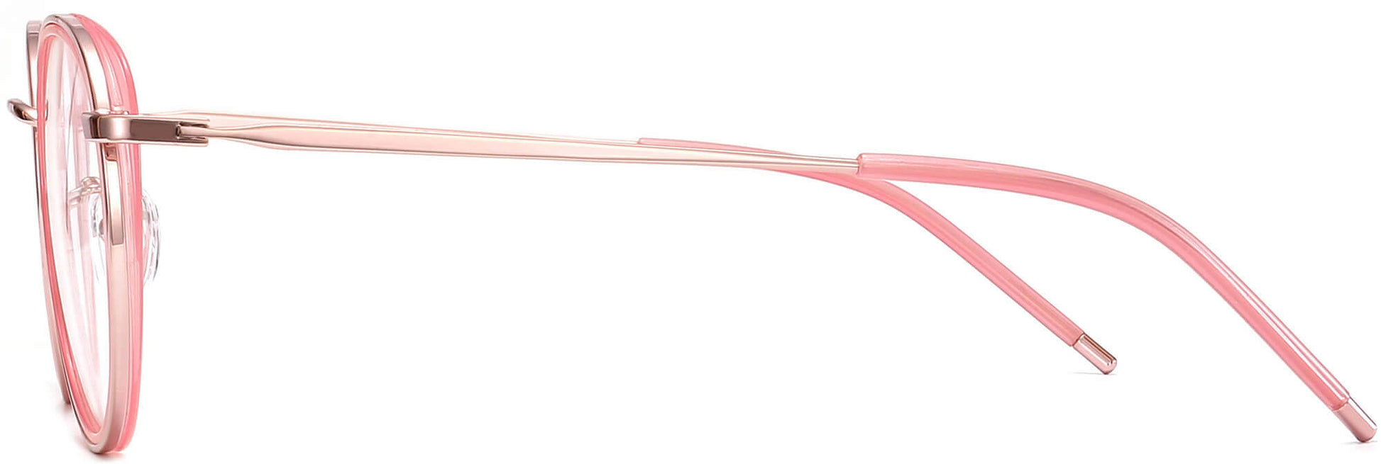Maggie Round Pink Eyeglasses from ANRRI, side view
