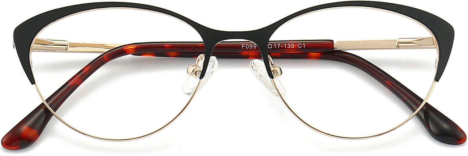 Maia Cateye Black Eyeglasses from ANRRI, closed view