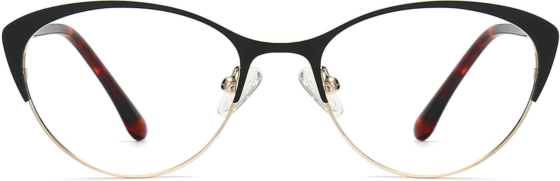 Maia Cateye Black Eyeglasses from ANRRI, front view