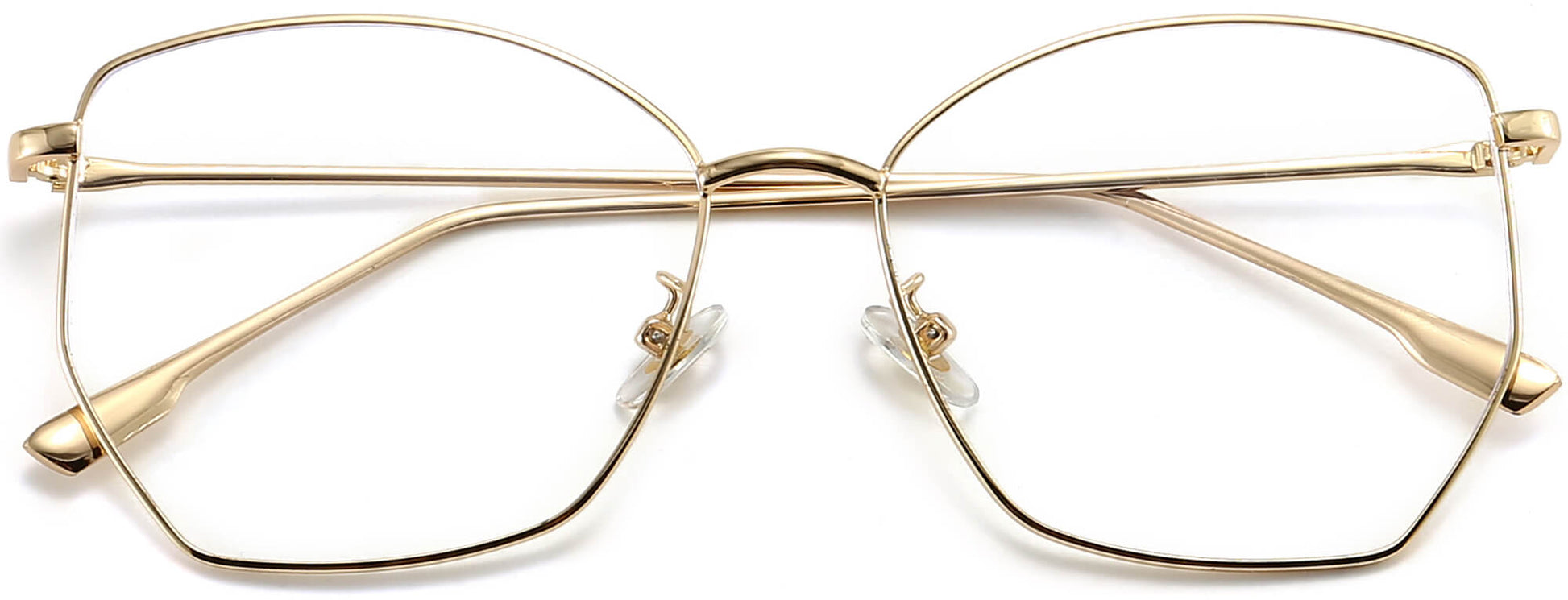 Maisie Geometric Gold Eyeglasses from ANRRI, closed view