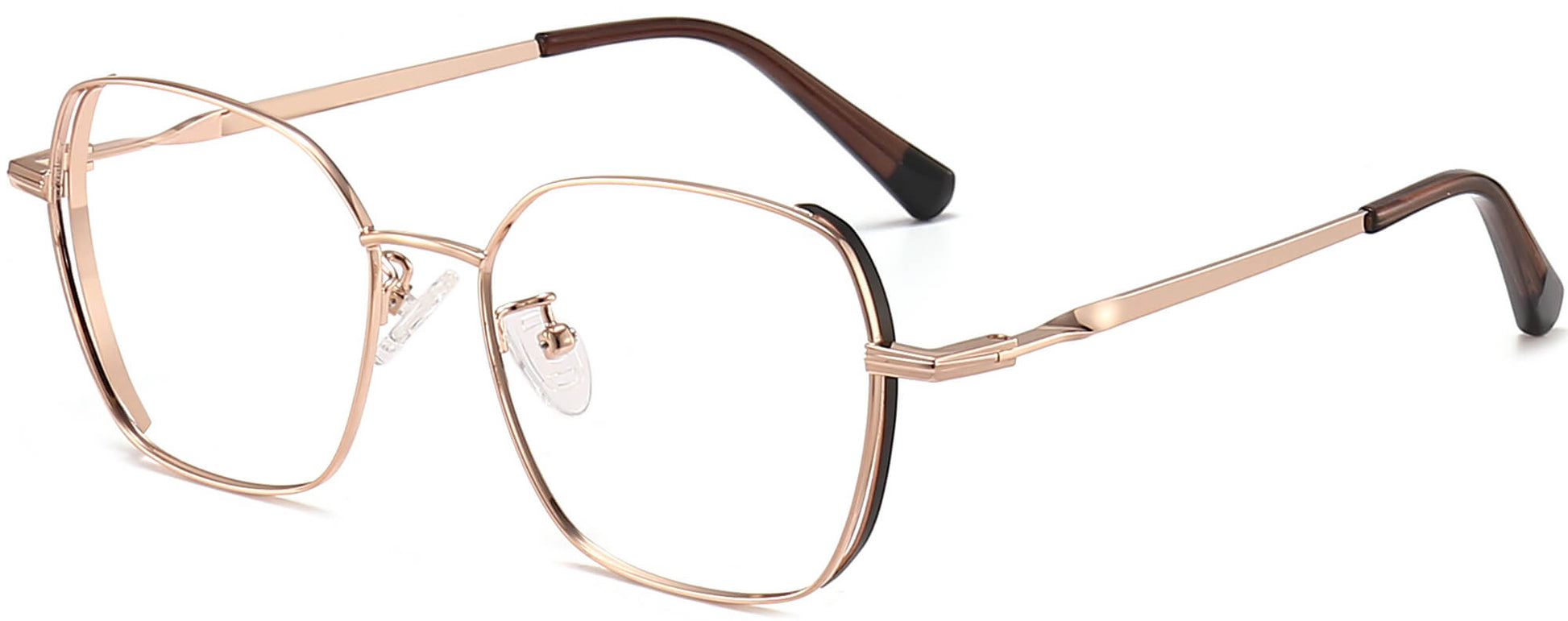 Maliyah Square Gold Eyeglasses from ANRRI, angle view