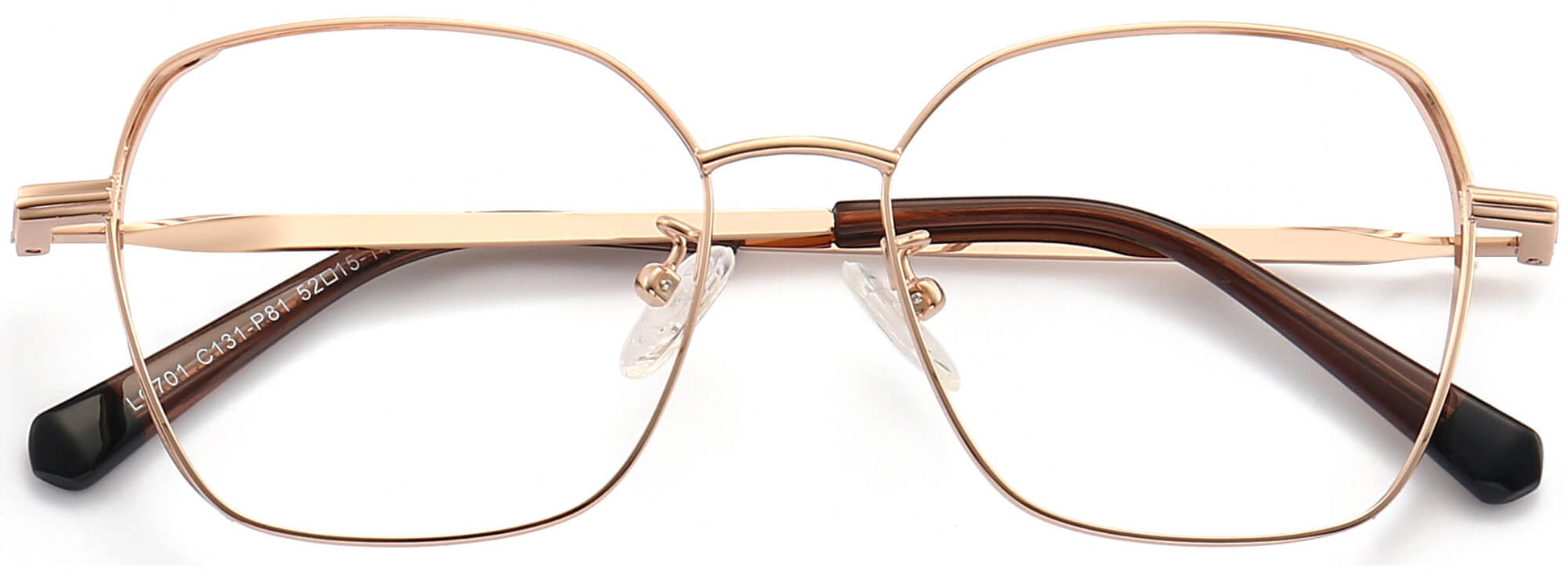 Maliyah Square Gold Eyeglasses from ANRRI, closed view